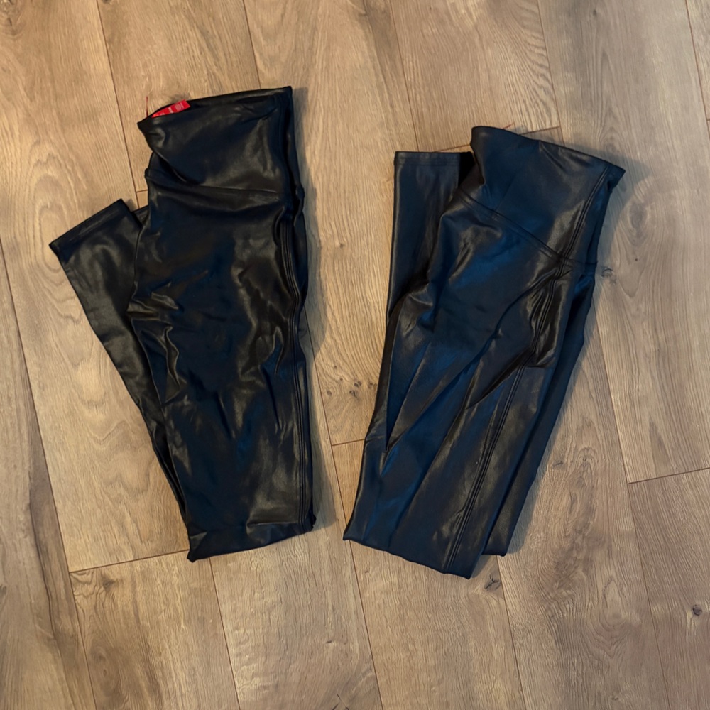 SPANX Faux Leather Black Leggings (2 Pairs)